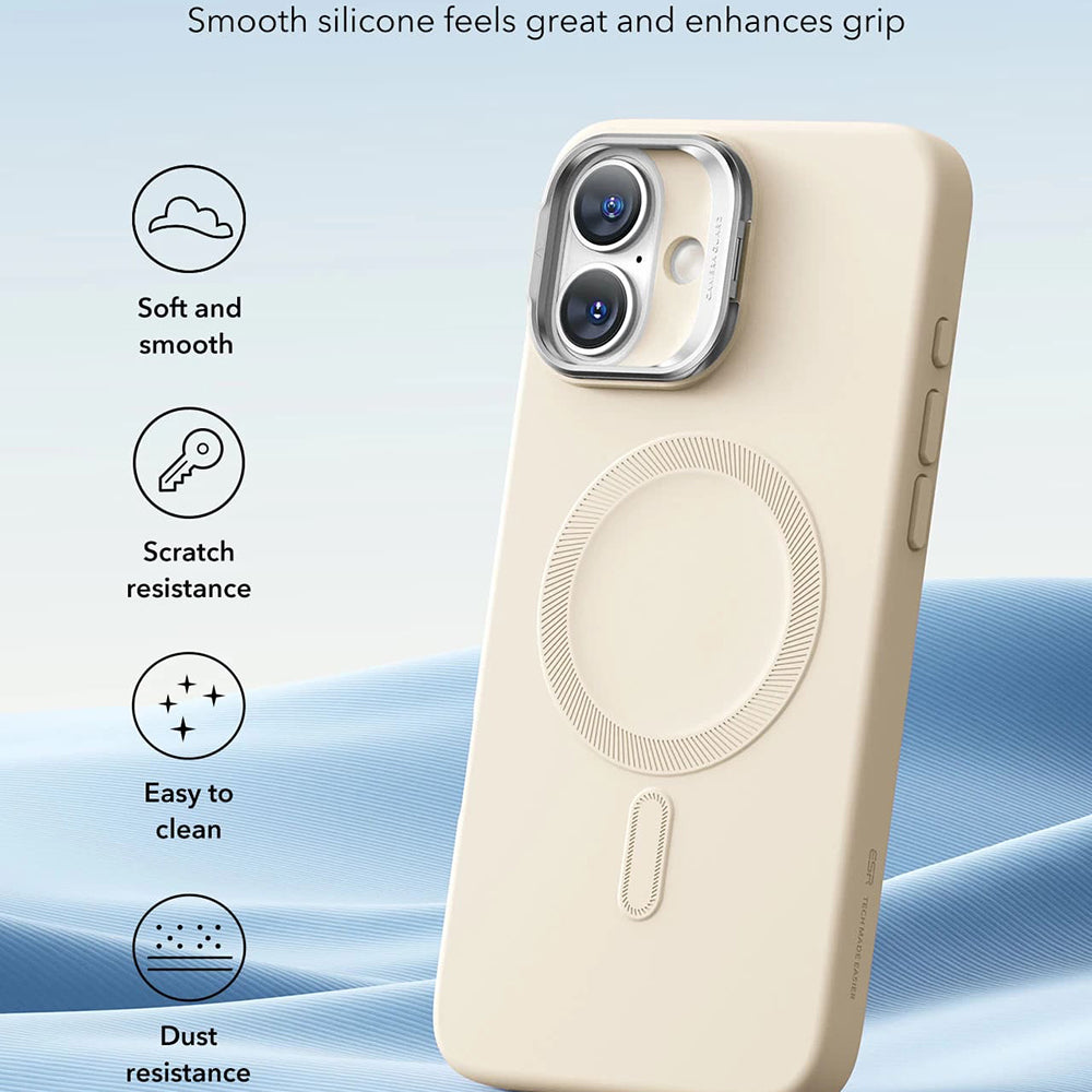 MagSafe cover til Apple iPhone 16 Plus, ESR, Cloud Soft Kickstand, Creme