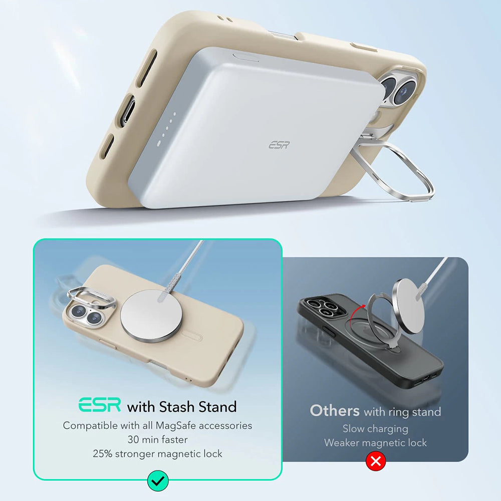 MagSafe cover til Apple iPhone 16 Plus, ESR, Cloud Soft Kickstand, Creme
