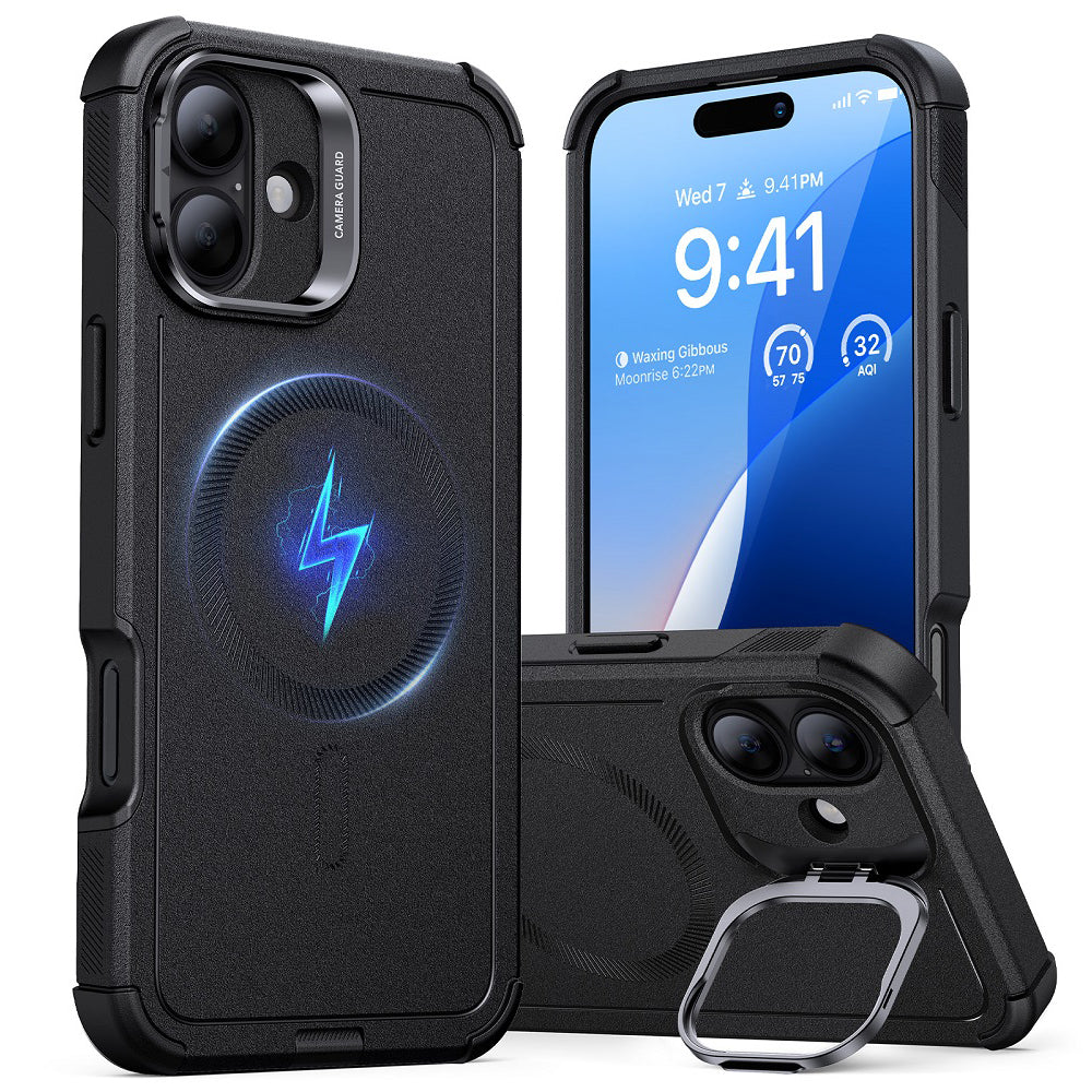 MagSafe cover til Apple iPhone 16 Plus, ESR, Cyber Armor Kickstand, Sort