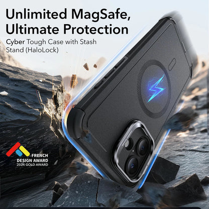 MagSafe cover til Apple iPhone 16 Plus, ESR, Cyber Armor Kickstand, Sort