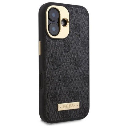 MagSafe cover til Apple iPhone 16 Plus, Guess, 4G Logo Plate, Sort