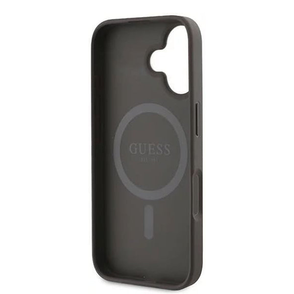 MagSafe Case for Apple iPhone 16 Plus, Guess, 4G Ring Classic Logo, Brown