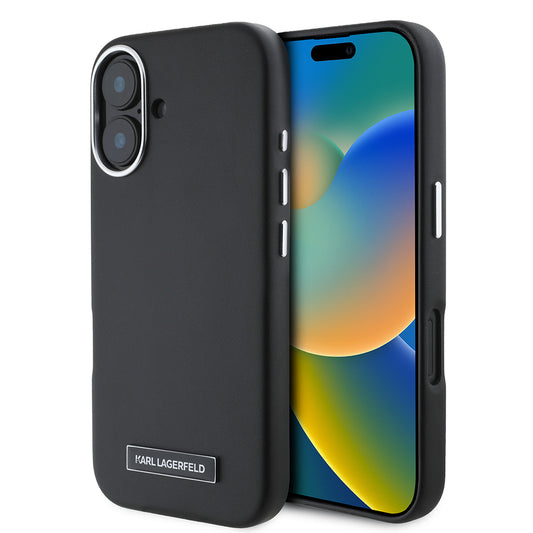 MagSafe cover til Apple iPhone 16 Plus, Karl Lagerfeld, FW Metal Plate, Sort