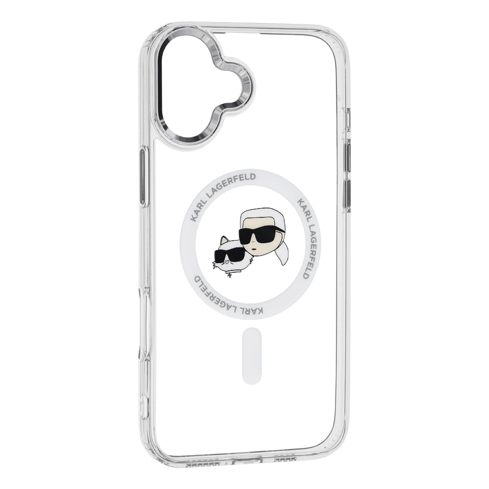 MagSafe cover til Apple iPhone 16 Plus, Karl Lagerfeld, IML Metal Karl & Choupette's Heads, Hvid