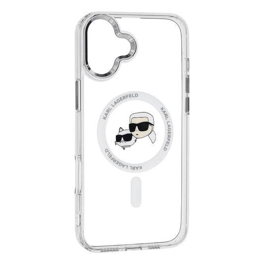 MagSafe cover til Apple iPhone 16 Plus, Karl Lagerfeld, IML Metal Karl & Choupette's Heads, Hvid