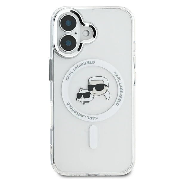 MagSafe cover til Apple iPhone 16 Plus, Karl Lagerfeld, IML Metal Karl & Choupette's Heads, Hvid