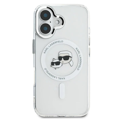 MagSafe cover til Apple iPhone 16 Plus, Karl Lagerfeld, IML Metal Karl & Choupette's Heads, Hvid
