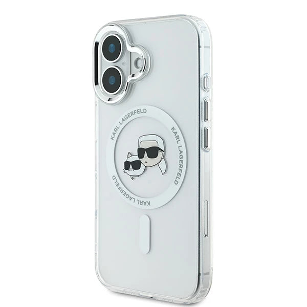 MagSafe cover til Apple iPhone 16 Plus, Karl Lagerfeld, IML Metal Karl & Choupette's Heads, Hvid