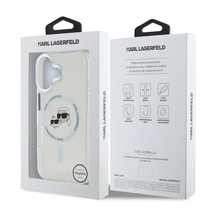 MagSafe cover til Apple iPhone 16 Plus, Karl Lagerfeld, IML Metal Karl & Choupette's Heads, Hvid