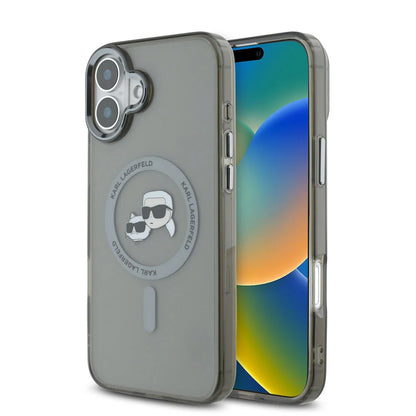 MagSafe cover til Apple iPhone 16 Plus, Karl Lagerfeld, IML Metal Karl & Choupette's Heads, Sort