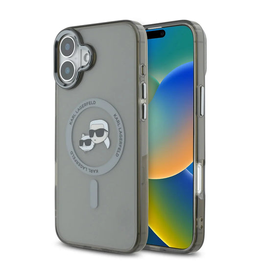 MagSafe cover til Apple iPhone 16 Plus, Karl Lagerfeld, IML Metal Karl & Choupette's Heads, Sort