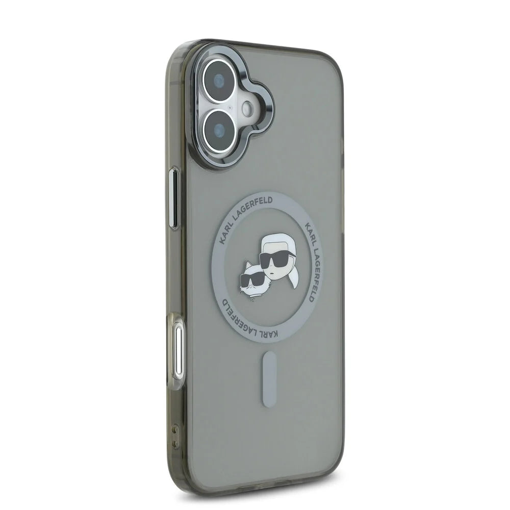 MagSafe cover til Apple iPhone 16 Plus, Karl Lagerfeld, IML Metal Karl & Choupette's Heads, Sort