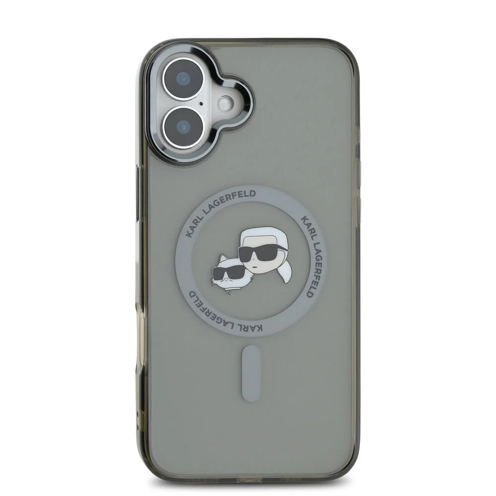 MagSafe cover til Apple iPhone 16 Plus, Karl Lagerfeld, IML Metal Karl & Choupette's Heads, Sort