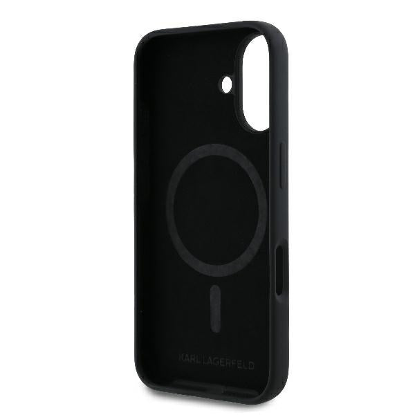 MagSafe Case for Apple iPhone 16 Plus, Karl Lagerfeld, Silicone Ring Karl & Choupette, Black