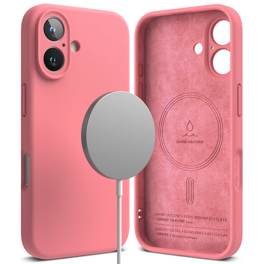 MagSafe-etui til Apple iPhone 16 Plus, Ringke, silikone, pink