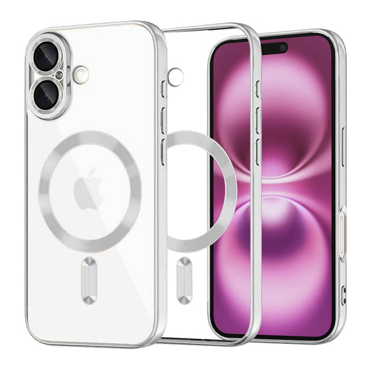 MagSafe-etui til Apple iPhone 16 Plus, Techsuit, Luxury Crystal, Sølv