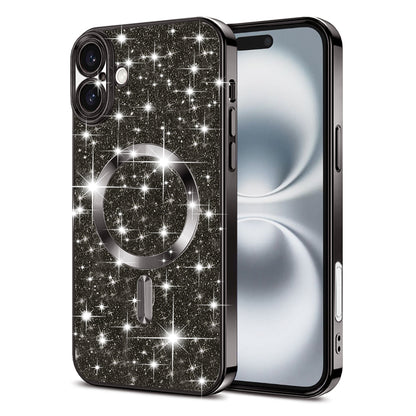 MagSafe-etui til Apple iPhone 16 Plus, Techsuit, Luxury Glitter, Sort