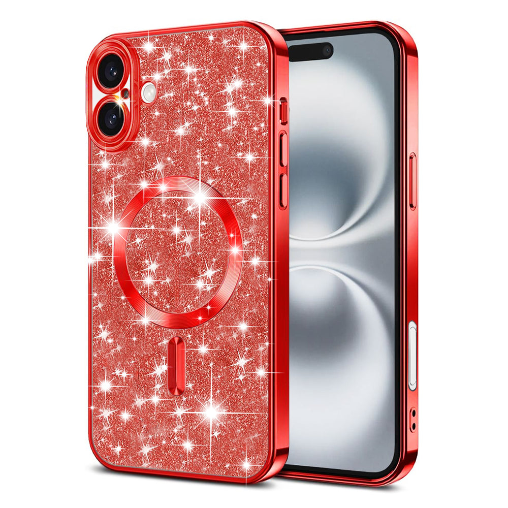 MagSafe-etui til Apple iPhone 16 Plus, Techsuit, Luxury Glitter, Rød