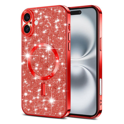 MagSafe-etui til Apple iPhone 16 Plus, Techsuit, Luxury Glitter, Rød