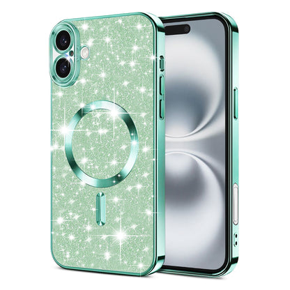 MagSafe-etui til Apple iPhone 16 Plus, Techsuit, Luxury Glitter, Lysegrøn
