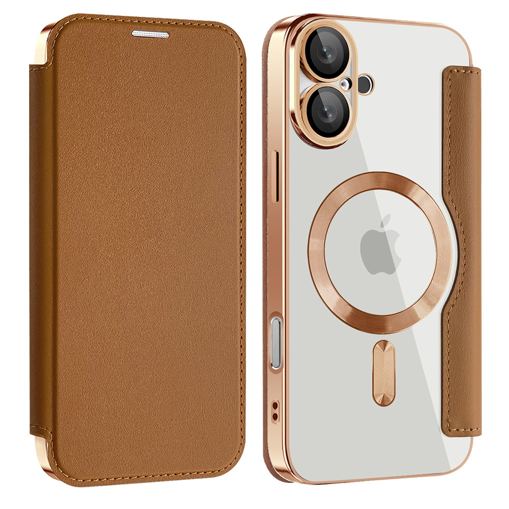 MagSafe-etui til Apple iPhone 16 Plus, Techsuit, SmartMag Book, Brun
