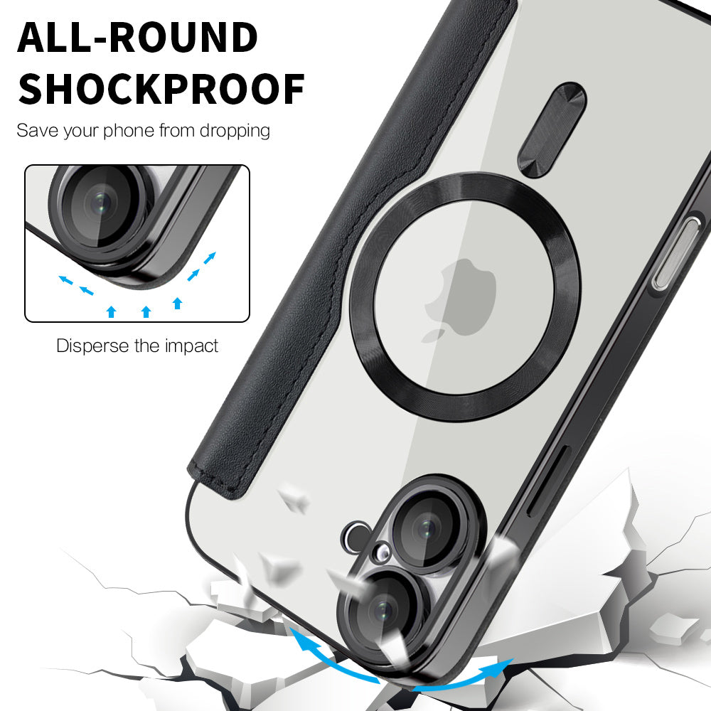 MagSafe-etui til Apple iPhone 16 Plus, Techsuit, SmartMag Book, Sort