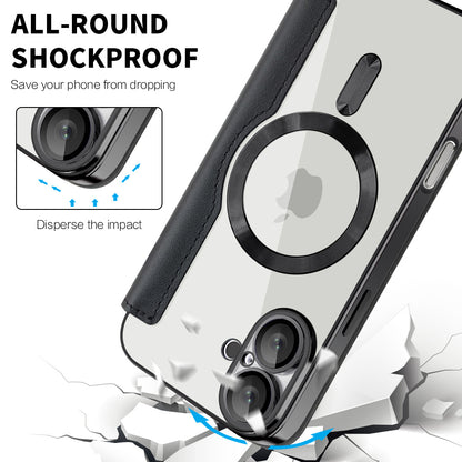MagSafe-etui til Apple iPhone 16 Plus, Techsuit, SmartMag Book, Sort
