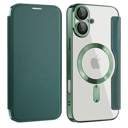 MagSafe-etui til Apple iPhone 16 Plus, Techsuit, SmartMag Book, Grøn