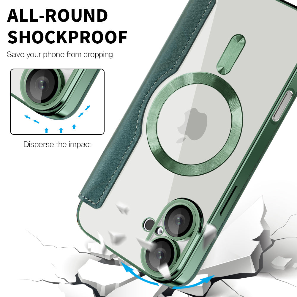 MagSafe-etui til Apple iPhone 16 Plus, Techsuit, SmartMag Book, Grøn