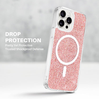MagSafe-etui til Apple iPhone 16 Plus, Techsuit, Glitrende Glitter, Magenta