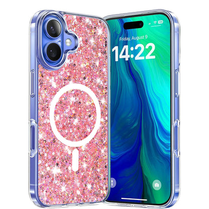 MagSafe-etui til Apple iPhone 16 Plus, Techsuit, Glitrende Glitter, Pink