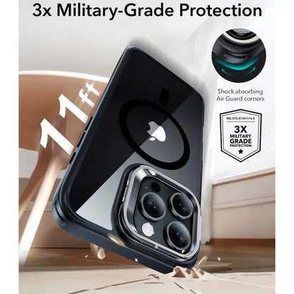 MagSafe cover til Apple iPhone 16 Pro, ESR, Classic Hybrid Kickstand Slide, Sort Transparent