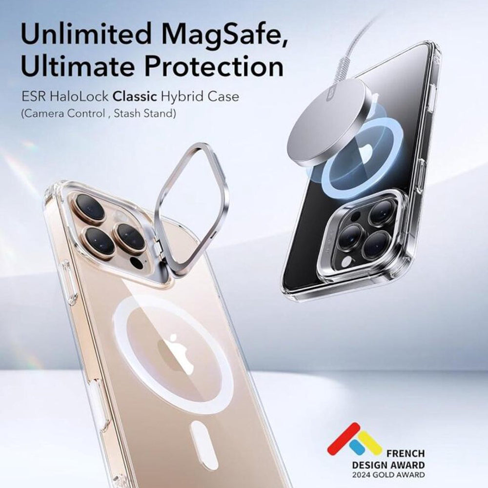 MagSafe cover til Apple iPhone 16 Pro, ESR, Classic Hybrid Kickstand Slide, Transparent