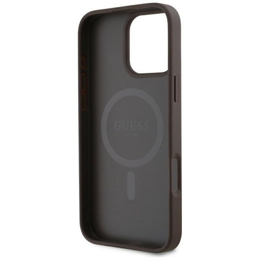 MagSafe cover til Apple iPhone 16 Pro, Guess, 4G Small and Classic Logo, Brun