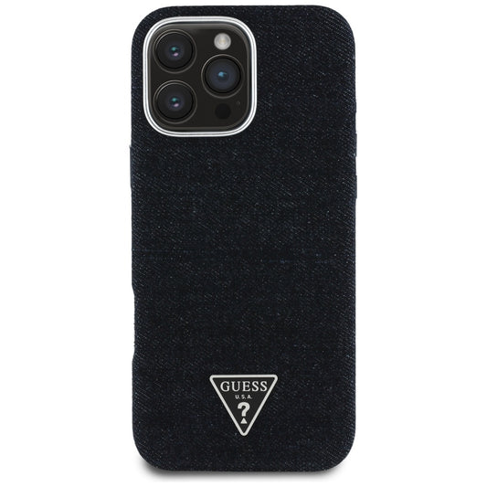 MagSafe cover til Apple iPhone 16 Pro, Guess, Denim Triangle Logo, Sort
