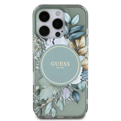 MagSafe cover til Apple iPhone 16 Pro, Guess, IML Flower & Tonal Circle, Grøn