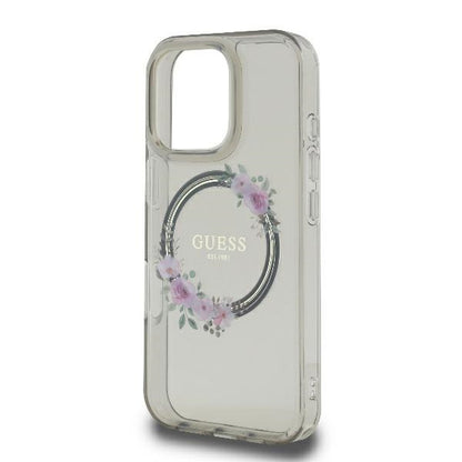 MagSafe cover til Apple iPhone 16 Pro, Guess, IML Flowers Wreath, Sort