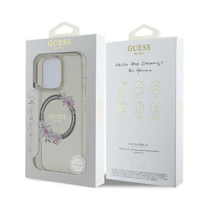 MagSafe cover til Apple iPhone 16 Pro, Guess, IML Flowers Wreath, Sort