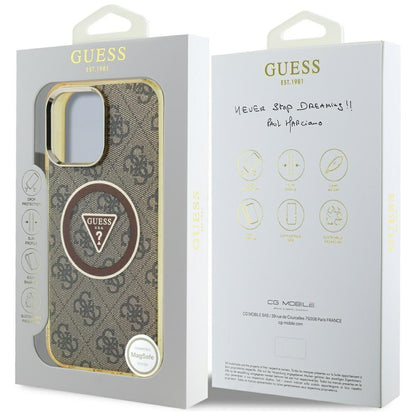 MagSafe cover til Apple iPhone 16 Pro, Guess, IML Glitter 4G Circle Triangle, Brun