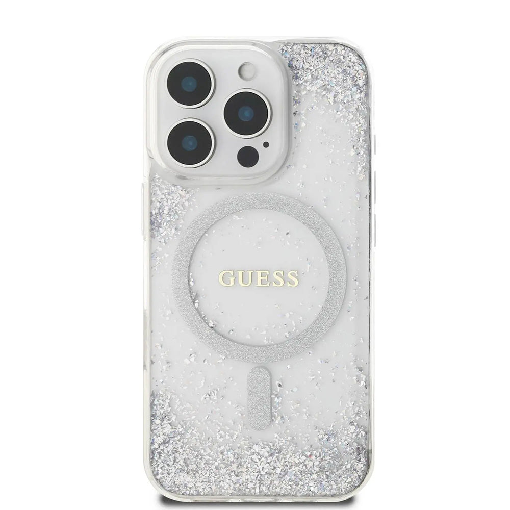 MagSafe cover til Apple iPhone 16 Pro, Guess, IML Glitter Gradient, Sølvfarvet
