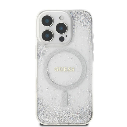 MagSafe cover til Apple iPhone 16 Pro, Guess, IML Glitter Gradient, Sølvfarvet
