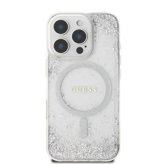 MagSafe cover til Apple iPhone 16 Pro, Guess, IML Glitter Gradient, Sølvfarvet