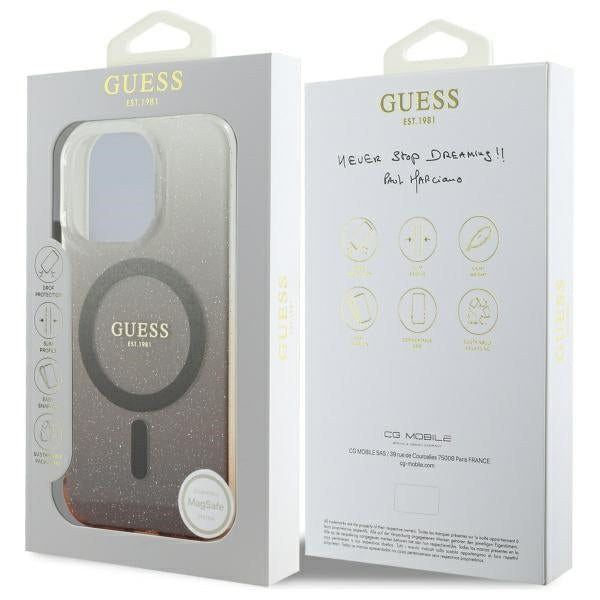 MagSafe cover til Apple iPhone 16 Pro, Guess, IML Glitter Gradient, Brun