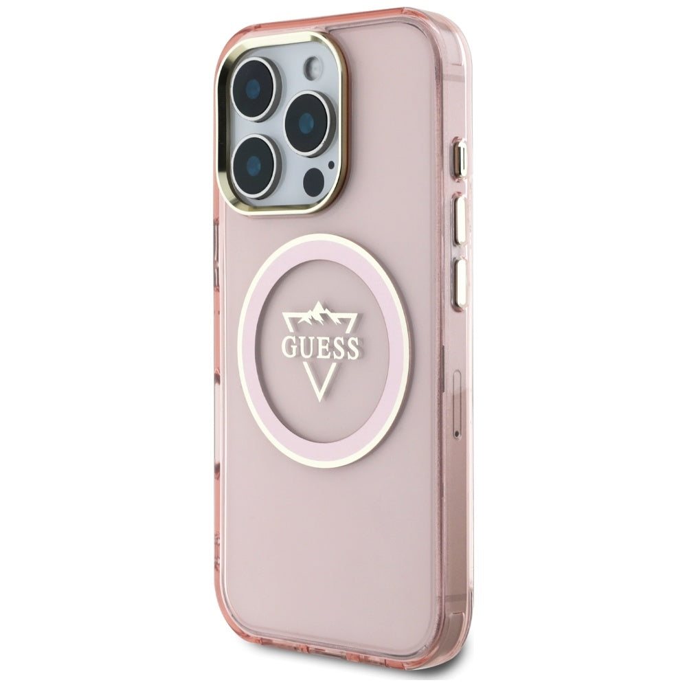 MagSafe cover til Apple iPhone 16 Pro, Guess, IML Metal Mountain Logo, Pink