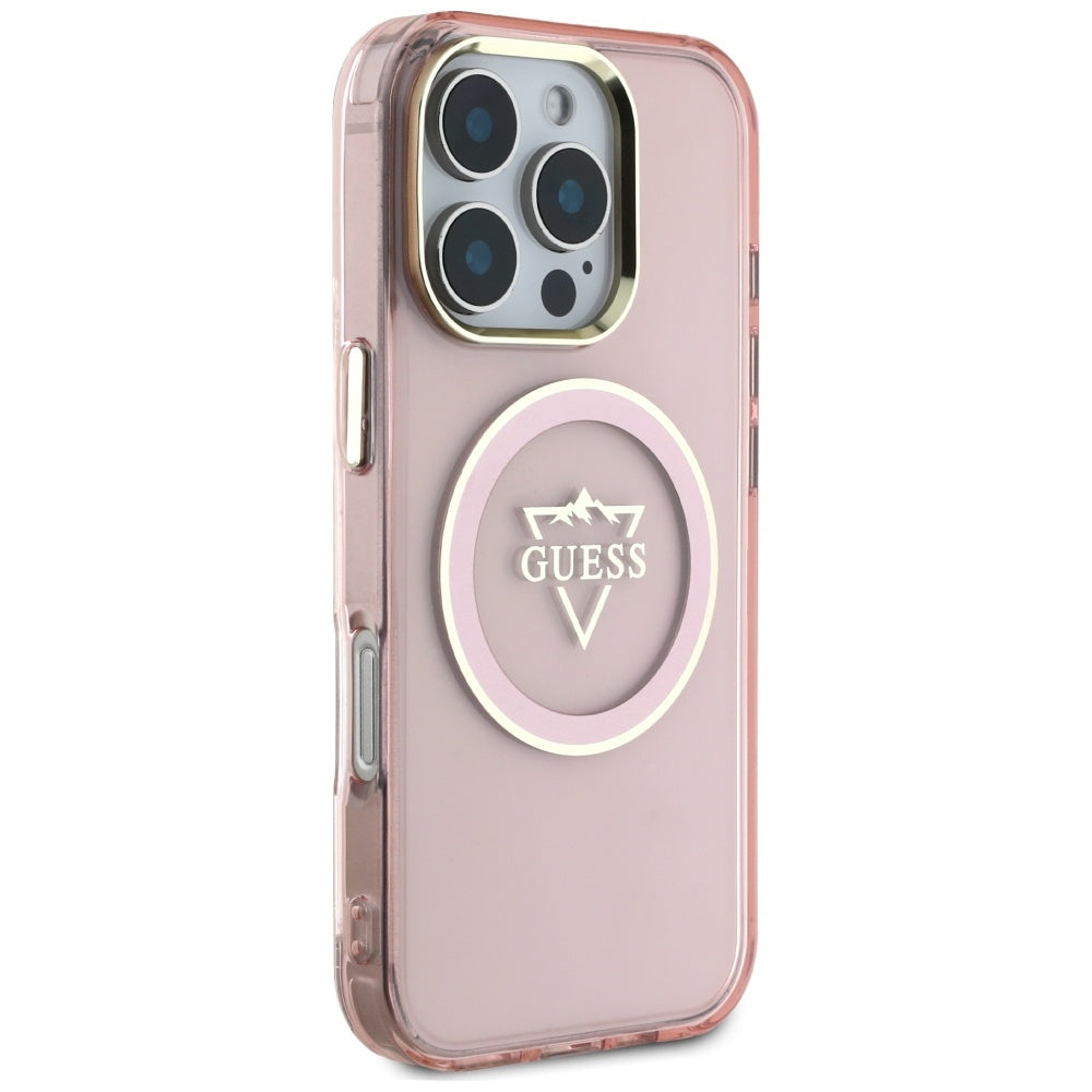 MagSafe cover til Apple iPhone 16 Pro, Guess, IML Metal Mountain Logo, Pink