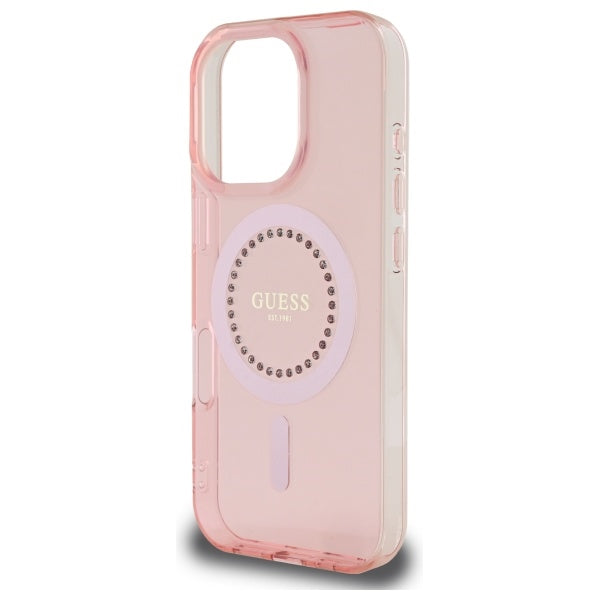 MagSafe Case for Apple iPhone 16 Pro, Guess, IML Rhinestone, Pink