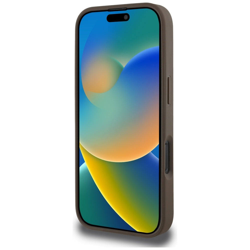 MagSafe cover til Apple iPhone 16 Pro, Guess, Peony Grained Hot Stamp Triangle, Brun