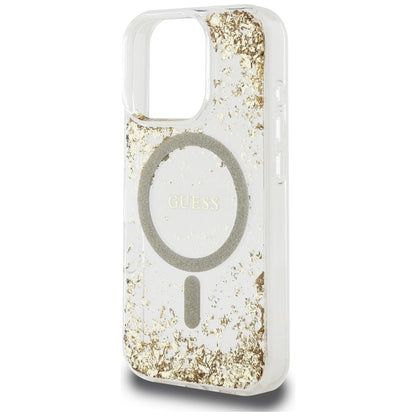 MagSafe cover til Apple iPhone 16 Pro, Guess, Resin Bottom Glitter, Gylden