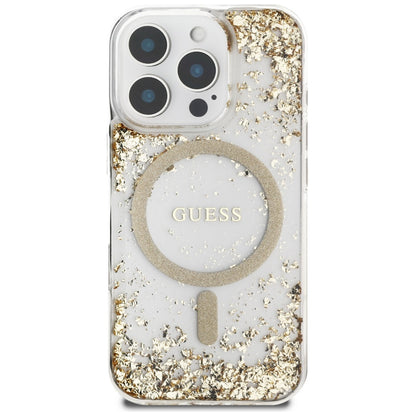 MagSafe cover til Apple iPhone 16 Pro, Guess, Resin Bottom Glitter, Gylden