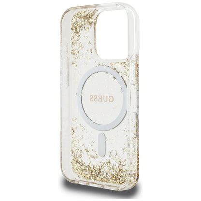 MagSafe cover til Apple iPhone 16 Pro, Guess, Resin Bottom Glitter, Gylden
